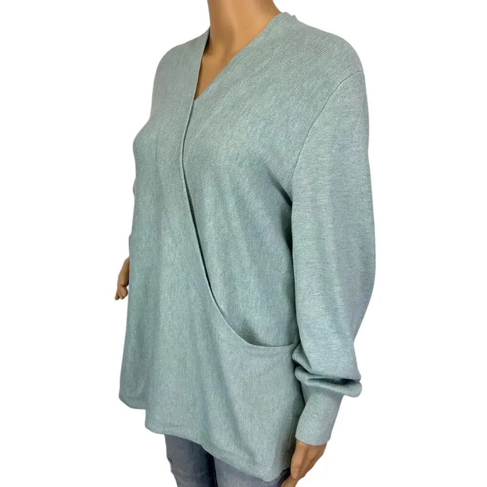 2/$30 J. Jill Wrap Sweater Lucite Heather Blue Green Size L